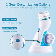 4 in 1 Face Cleaner Waterproof Electric Facial Brush Skin Care Cleansing Massager